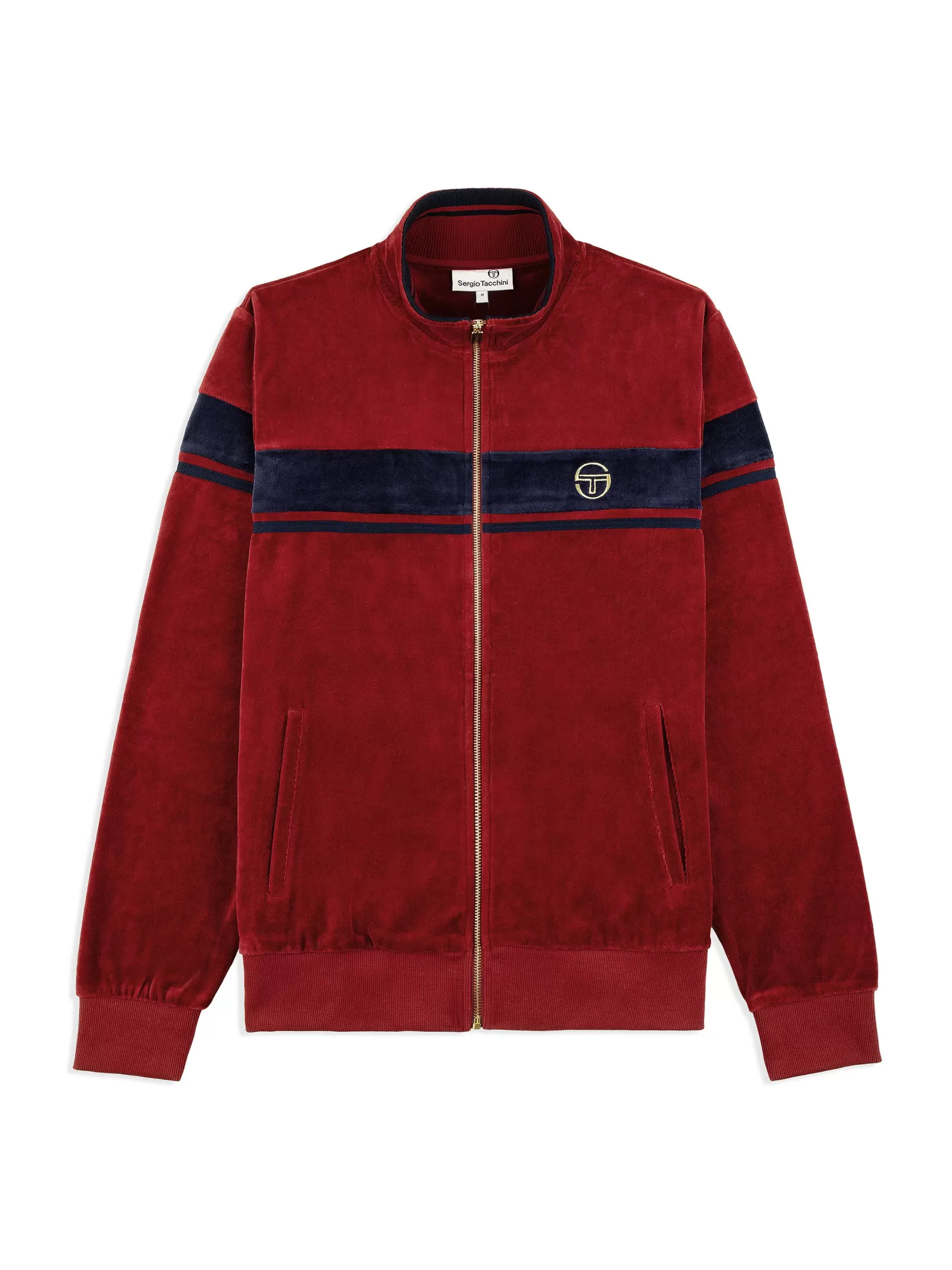 Sergio Tacchini Damarindo Velour Track Jacket- Merlot/ Maritime Blue