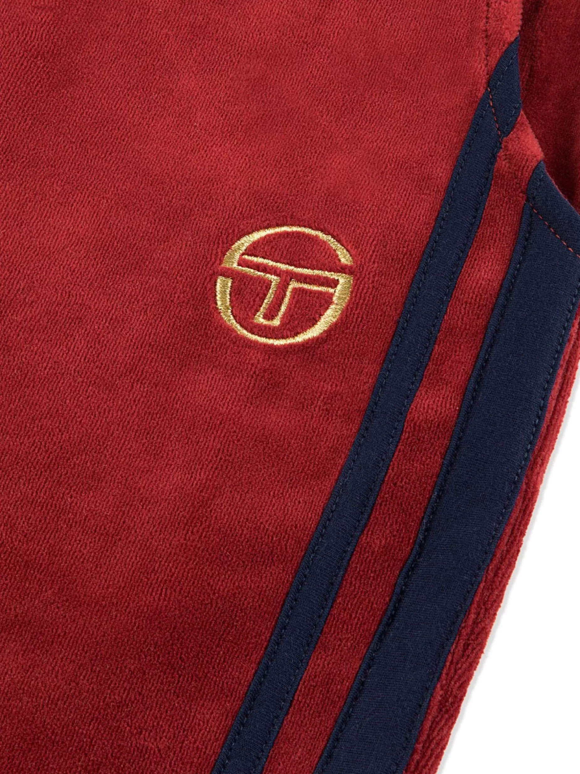 Sergio Tacchini Damarindo Velour Track Pant- Merlot/ Maritime Blue