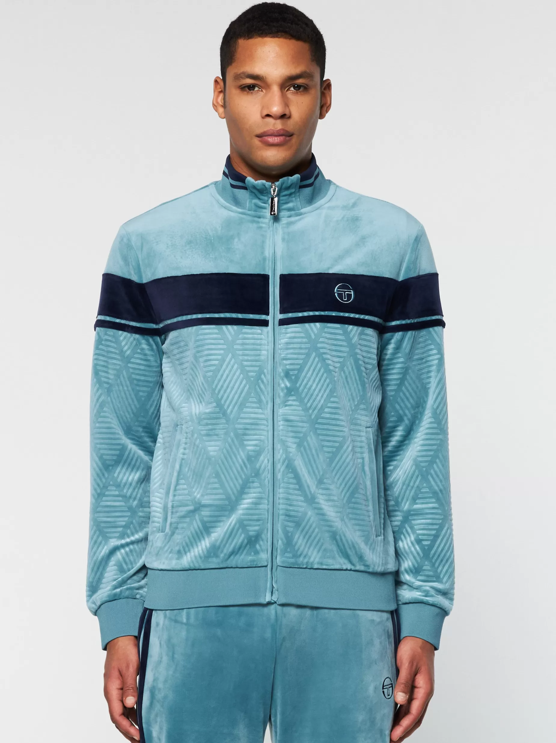 Sergio Tacchini Debossed Damarindo Velour Track Jacket-