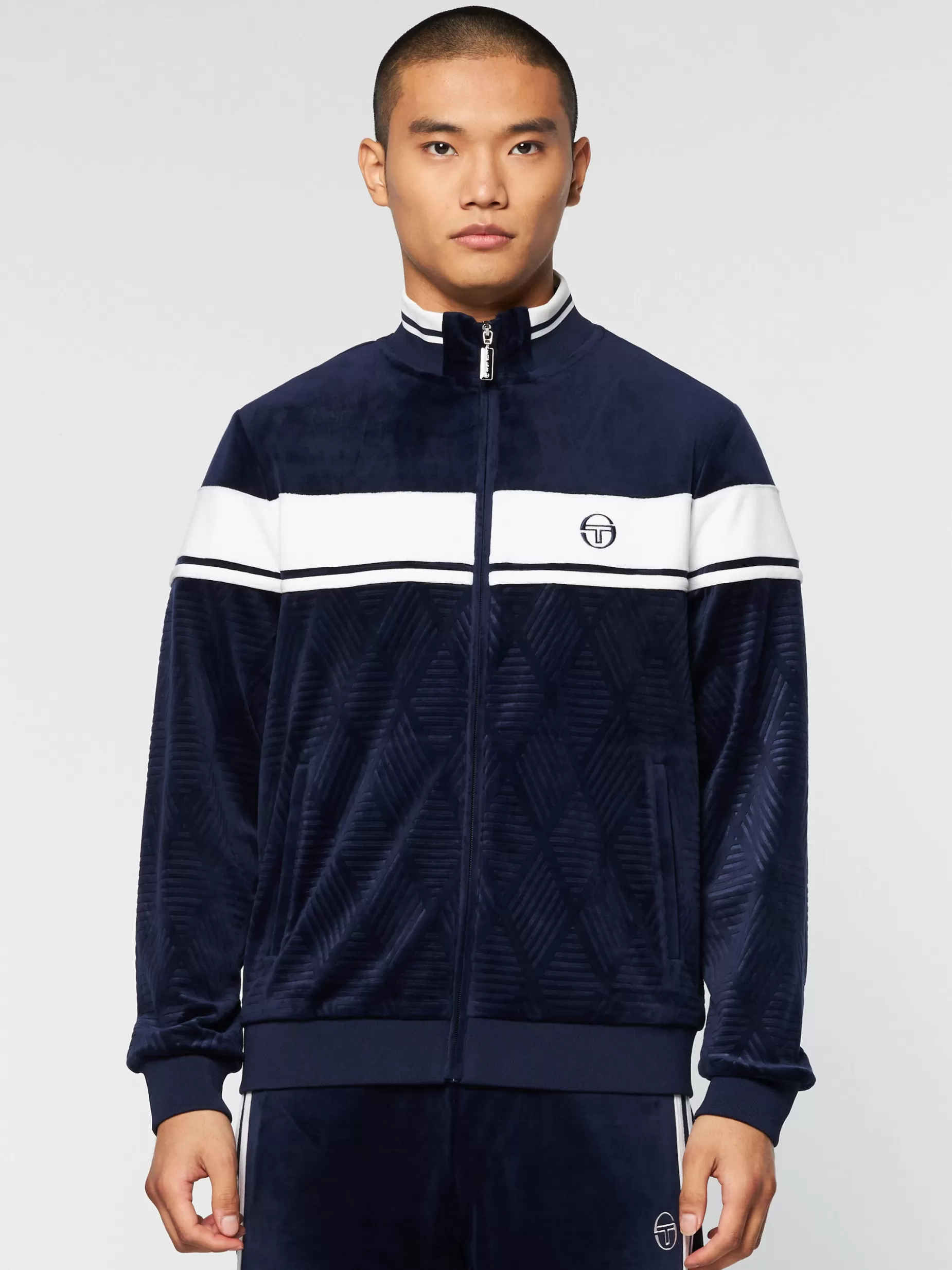 Sergio Tacchini Debossed Damarindo Velour Track Jacket-