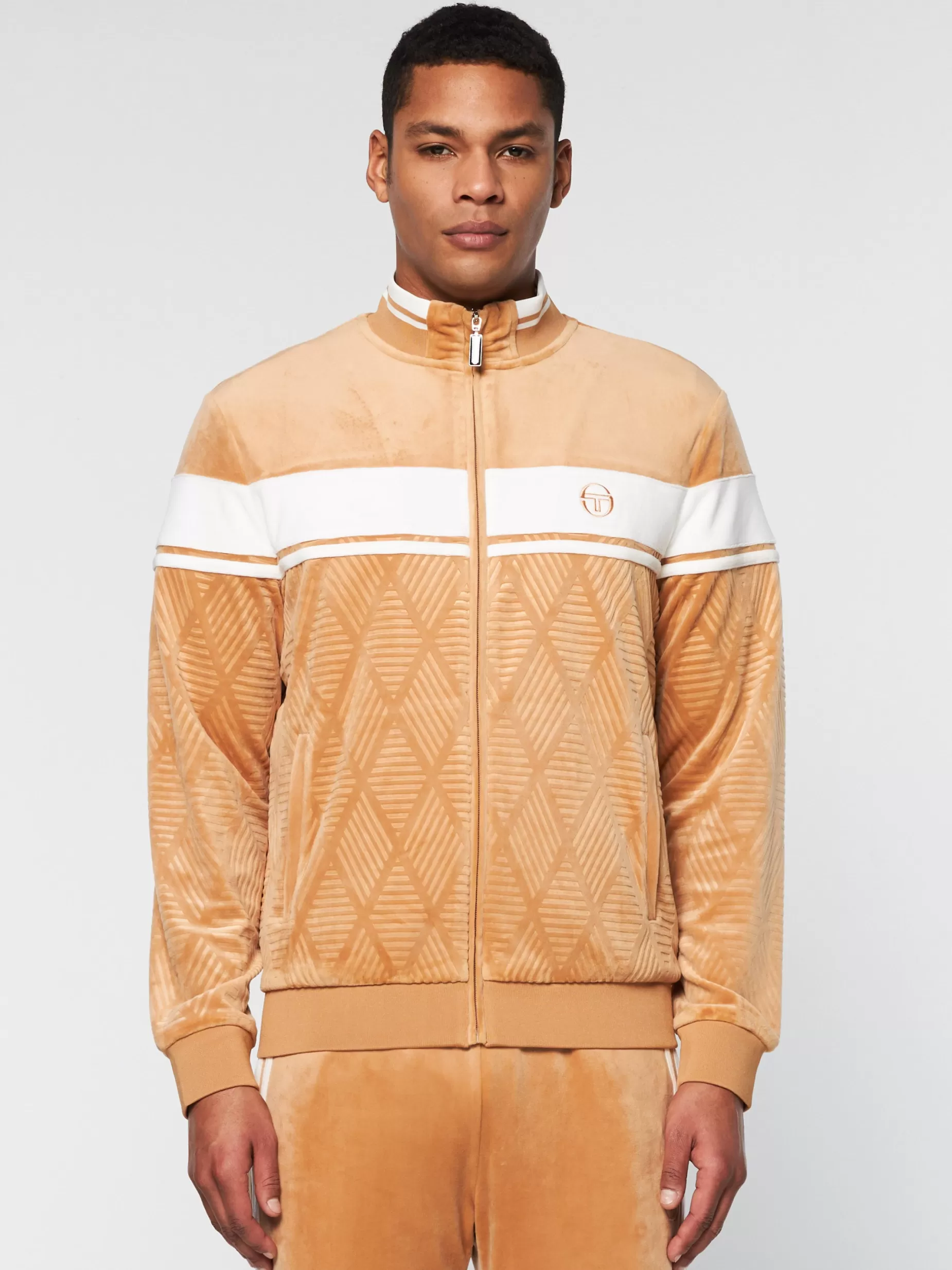 Sergio Tacchini Debossed Damarindo Velour Track Jacket-