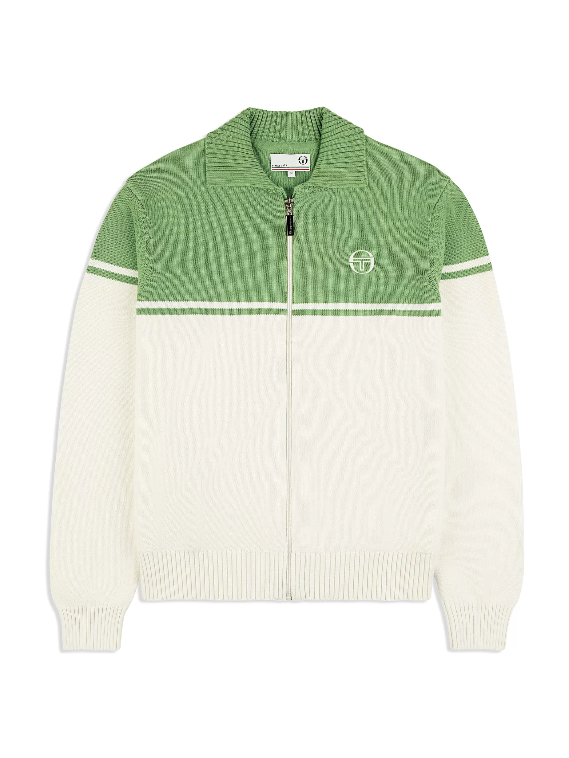 Sergio Tacchini Donato Knit Track Jacket- Gardenia/ Jade Green