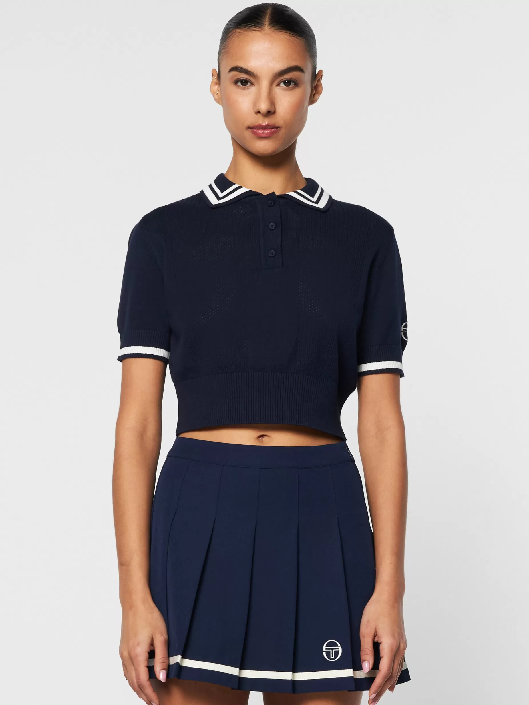 Women Sergio Tacchini Perla Knit Cropped Polo-