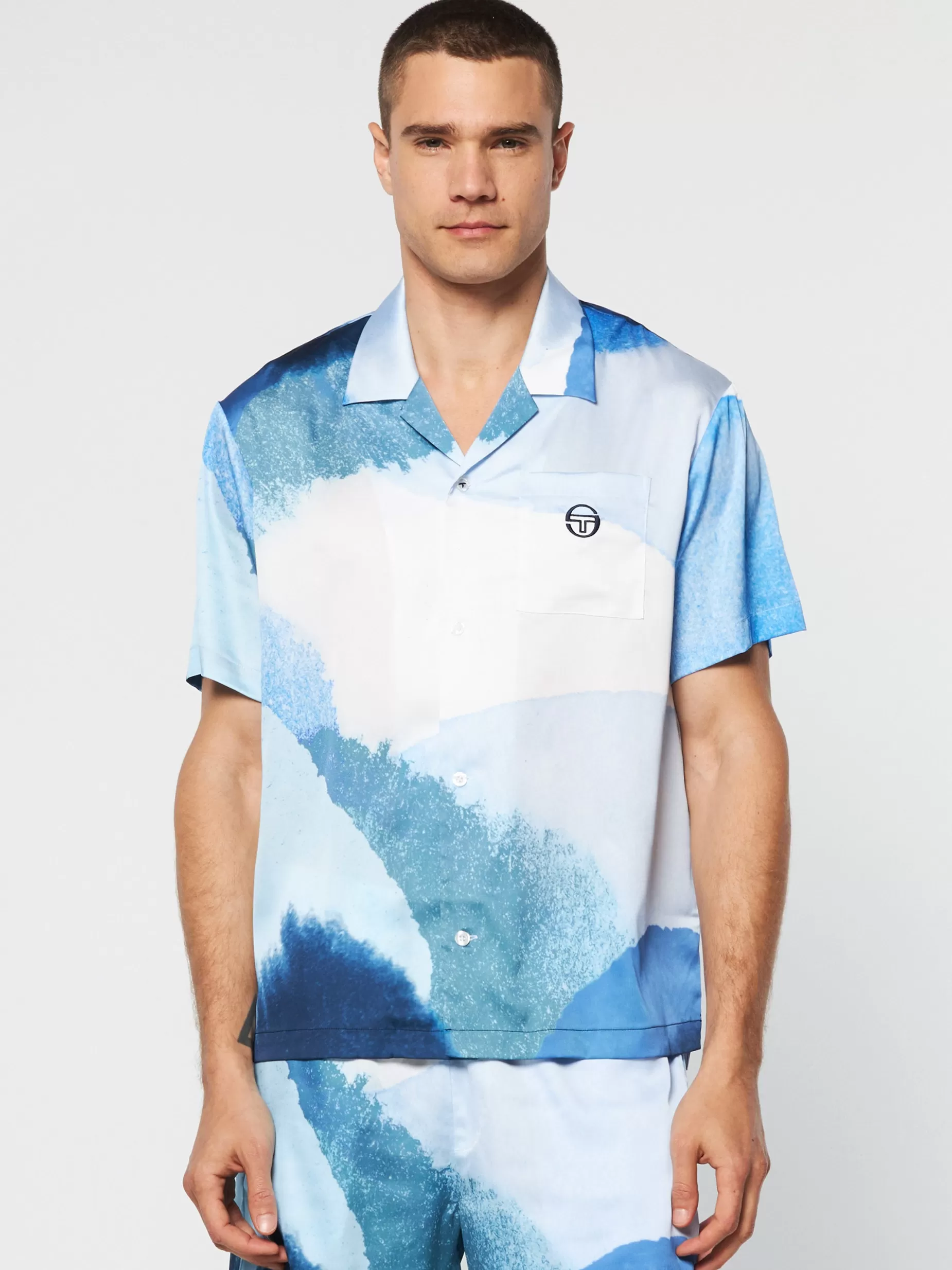 Sergio Tacchini Spiaggia Cabana Shirt- Maritime Blue/ Multi