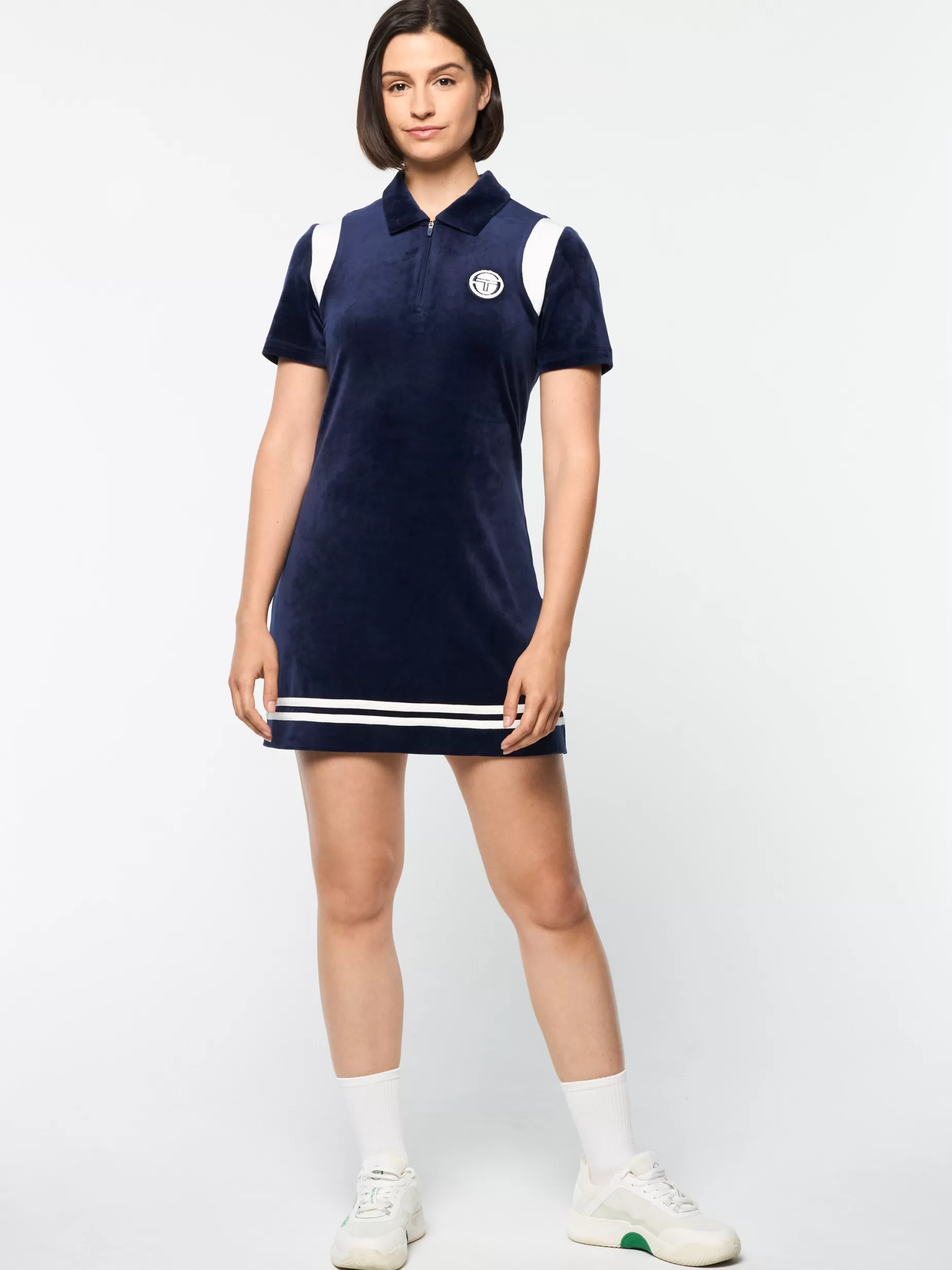 Women Sergio Tacchini Veneto Velour Polo Mini Dress-